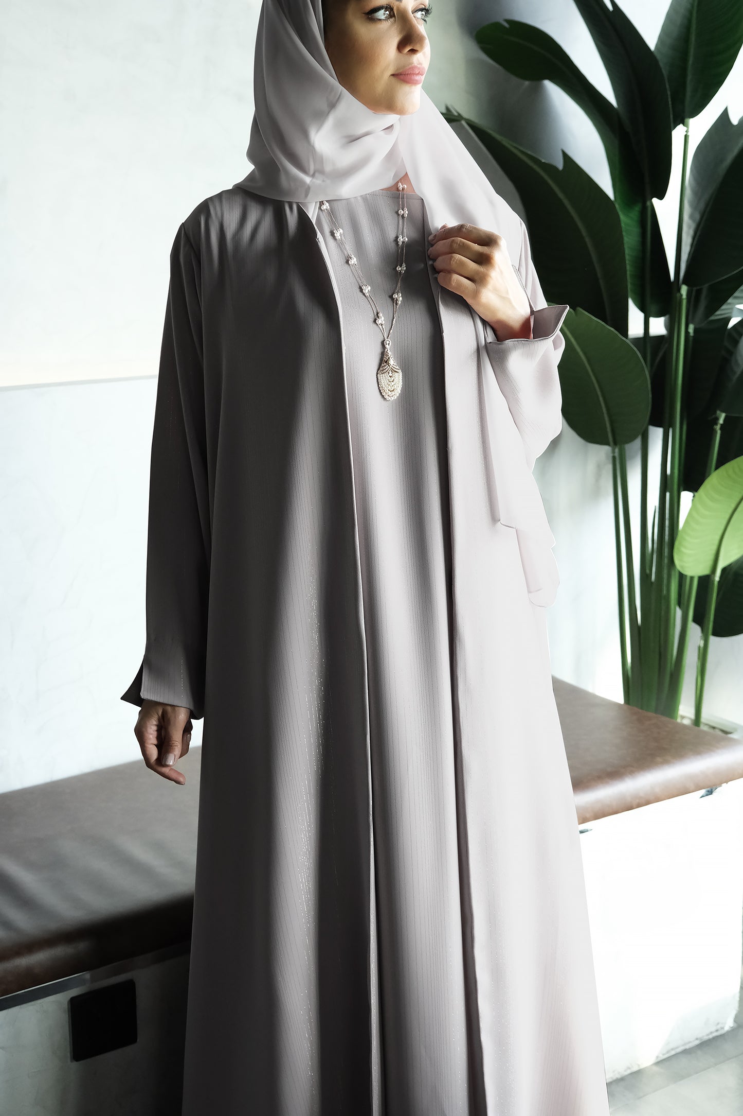 Basic Abaya - Light Grey