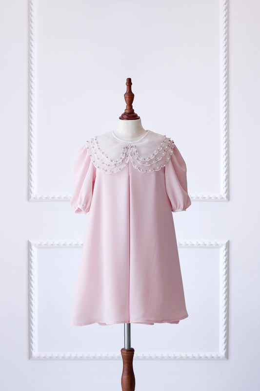 Eid 2023 - Light Pink - Organza Collar Dress W/Purse