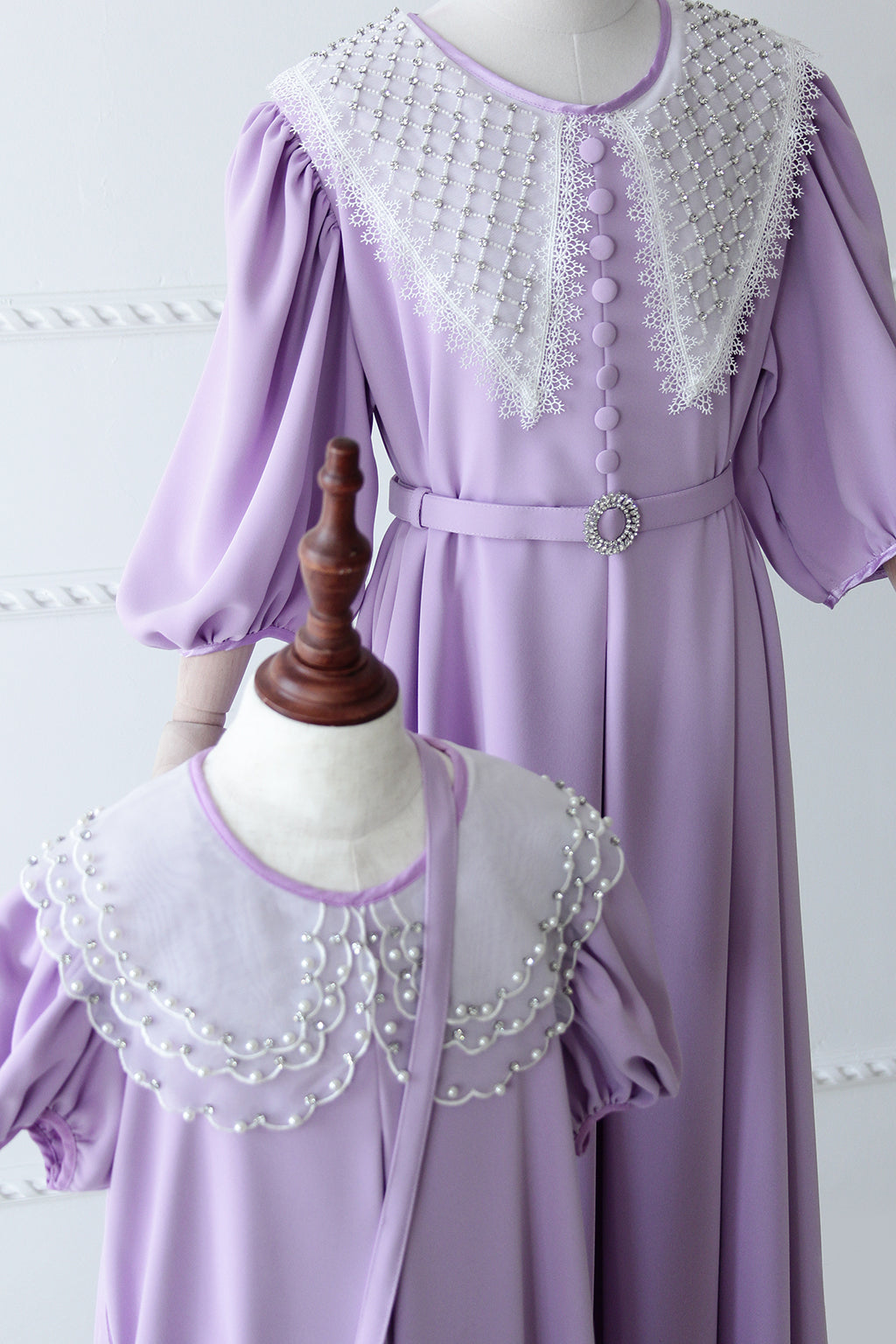 Eid 2022 Ages 10+  - Lavender - Organza Collar Dress W/Belt