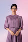 Purple Collar Midi Sleeves Blouse