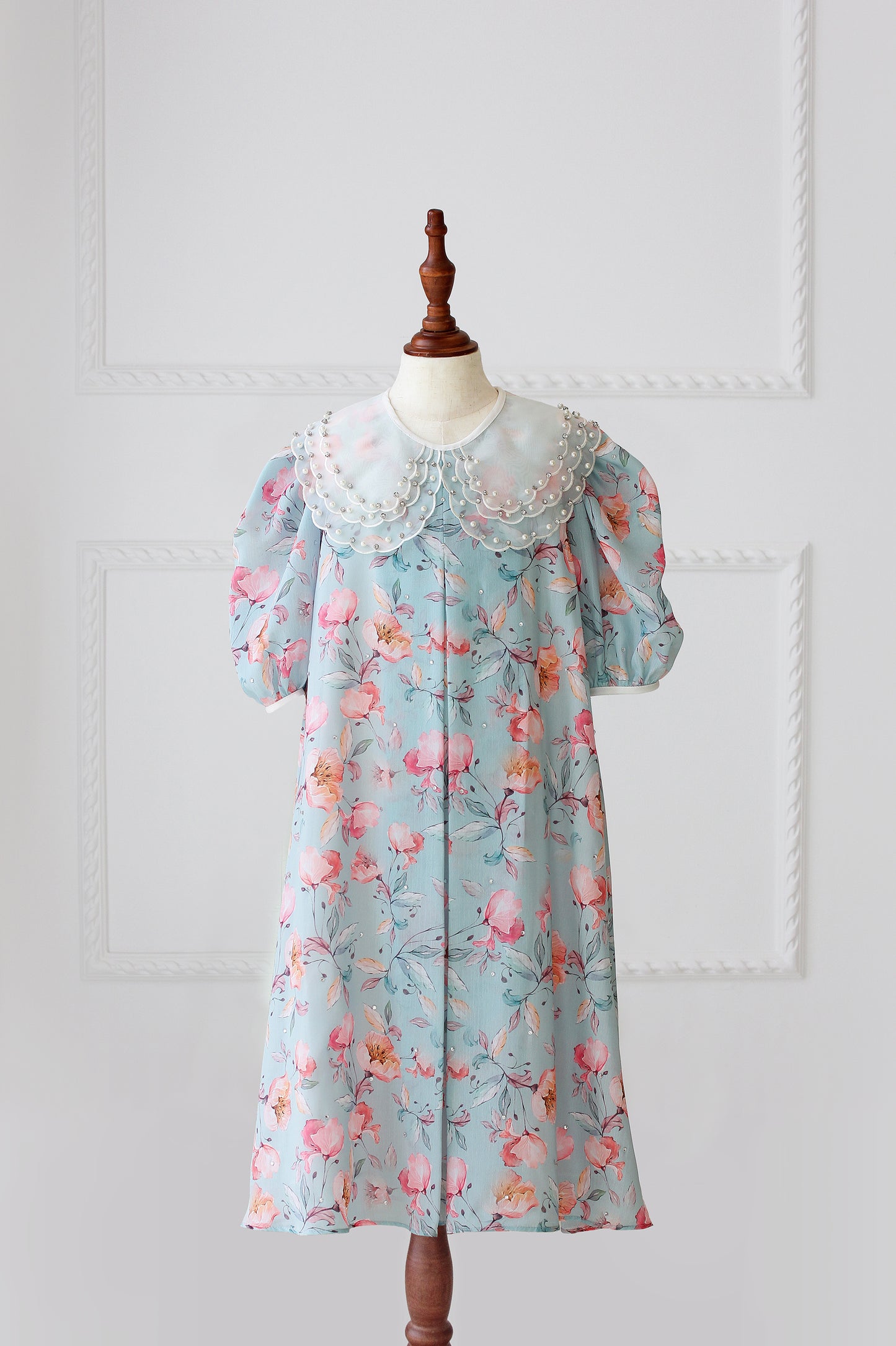 Exclusive - Organza Collar Dress - Floral Chiffon 02