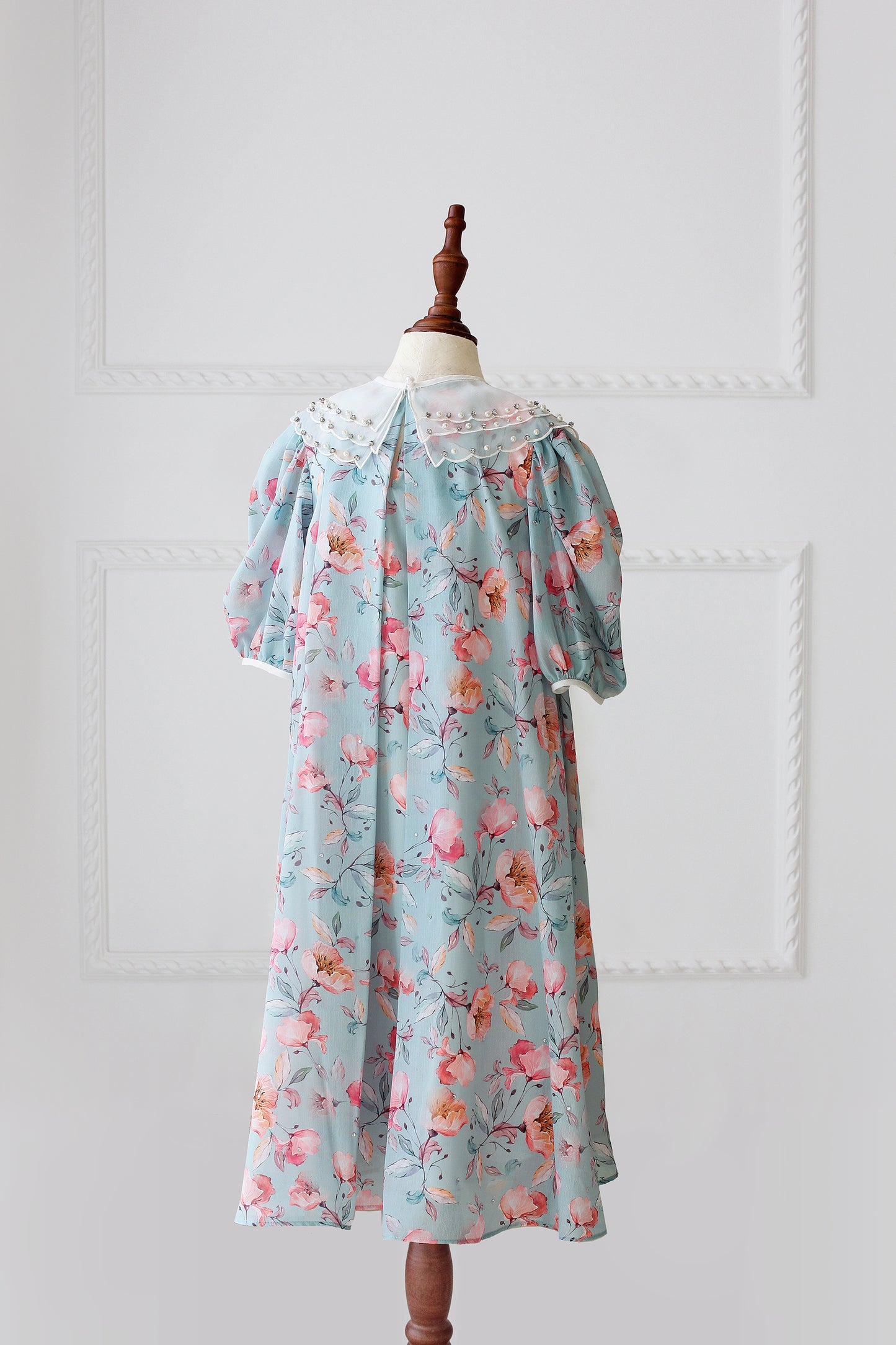 Exclusive - Organza Collar Dress - Floral Chiffon 02