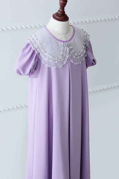 Eid 2022 - Lavender - Organza Collar Dress W/Purse