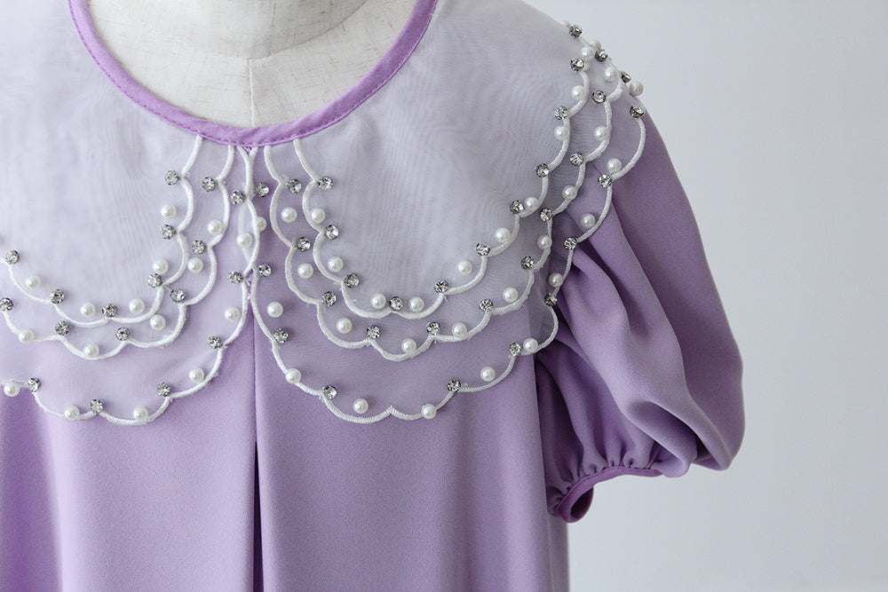 Eid 2022 - Lavender - Organza Collar Dress W/Purse