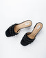 Mid Heel Stormy Collection - Pitch Black Satin- (Diffused)