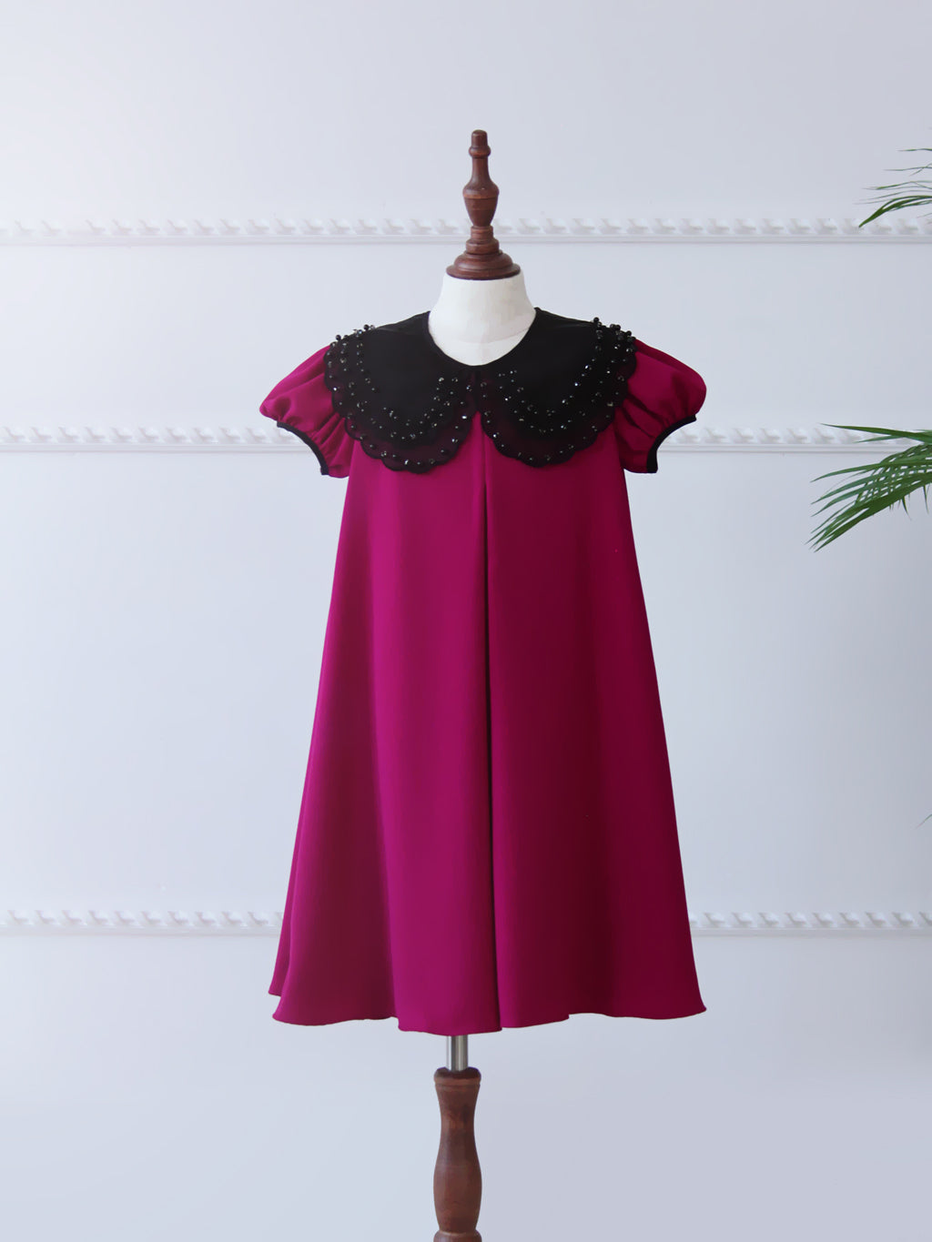 Eid 2022 - Fuchsia - Organza Collar Dress W/Purse