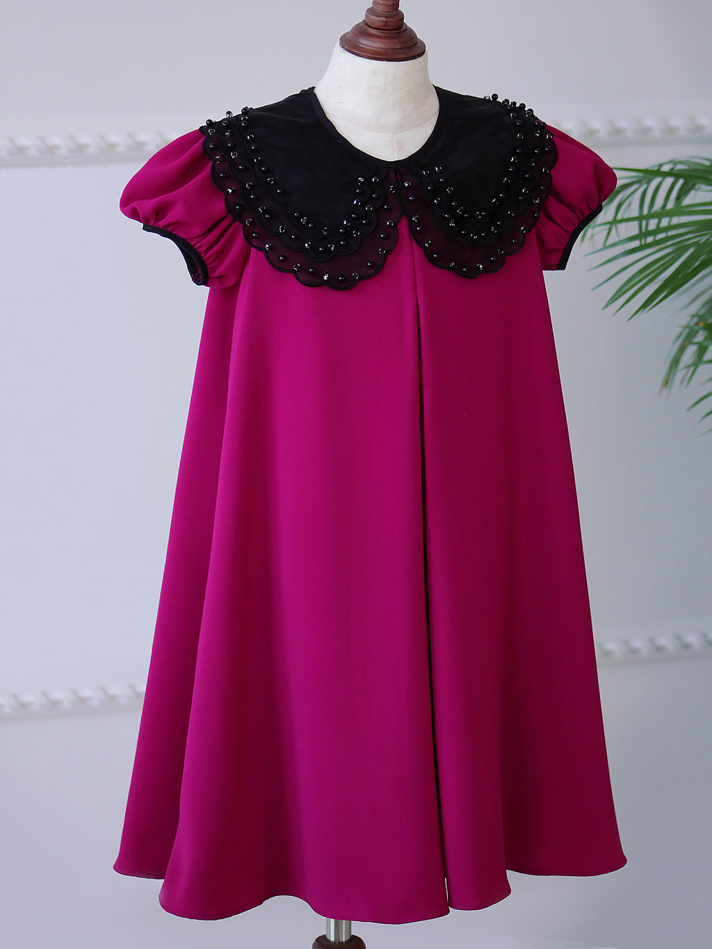 Eid 2022 - Fuchsia - Organza Collar Dress W/Purse