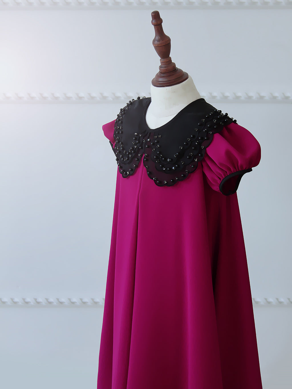 Eid 2022 - Fuchsia - Organza Collar Dress W/Purse