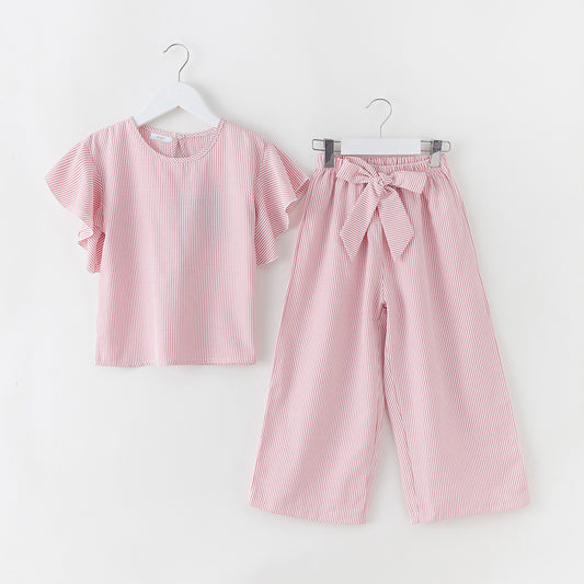 Striped Summer Set – Bow Belt- Pink