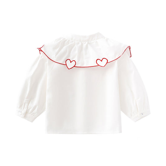 Heart Neck Solid Cotton Shirt