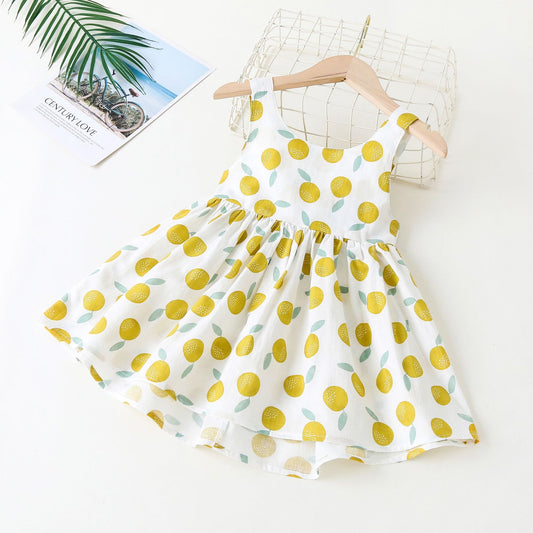 Collar sling dress with bow – Yellow