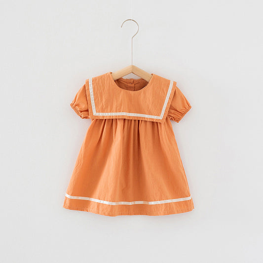 Navy Style Dress – Orange