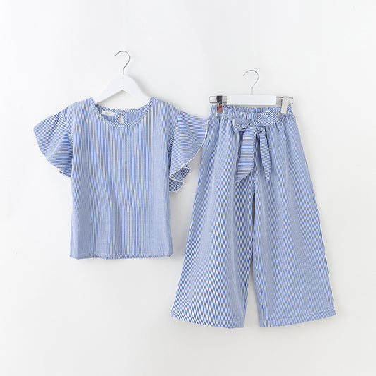 Striped Summer Set – Bow Belt- Blue