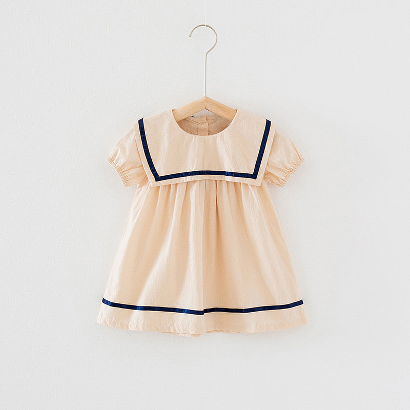 Navy Style Dress – Apricot