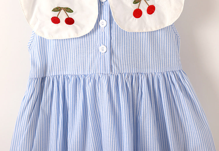 Cherry Embroidery Sleeveless Dress