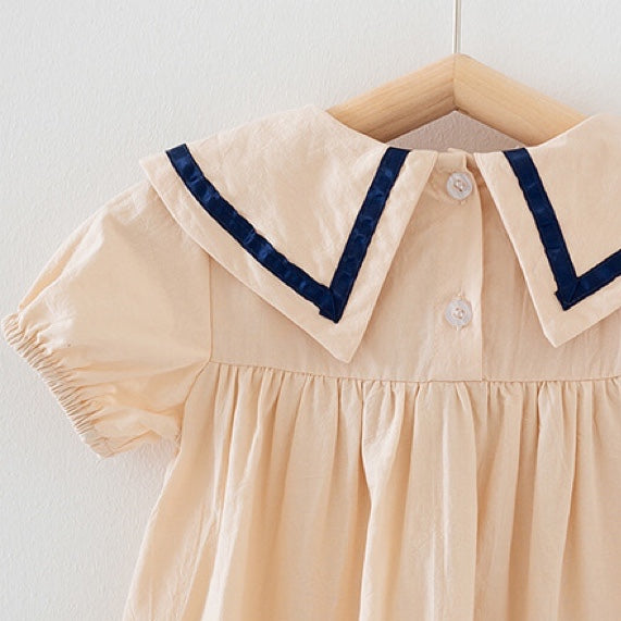 Navy Style Dress – Apricot