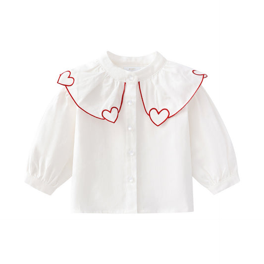 Heart Neck Solid Cotton Shirt