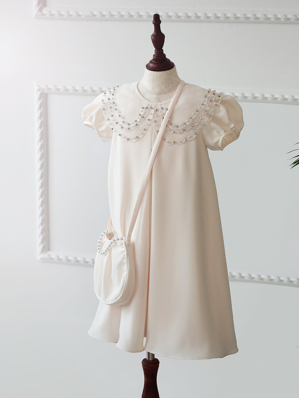 Eid 2022 - Off-White - Organza Collar Dress W/Purse